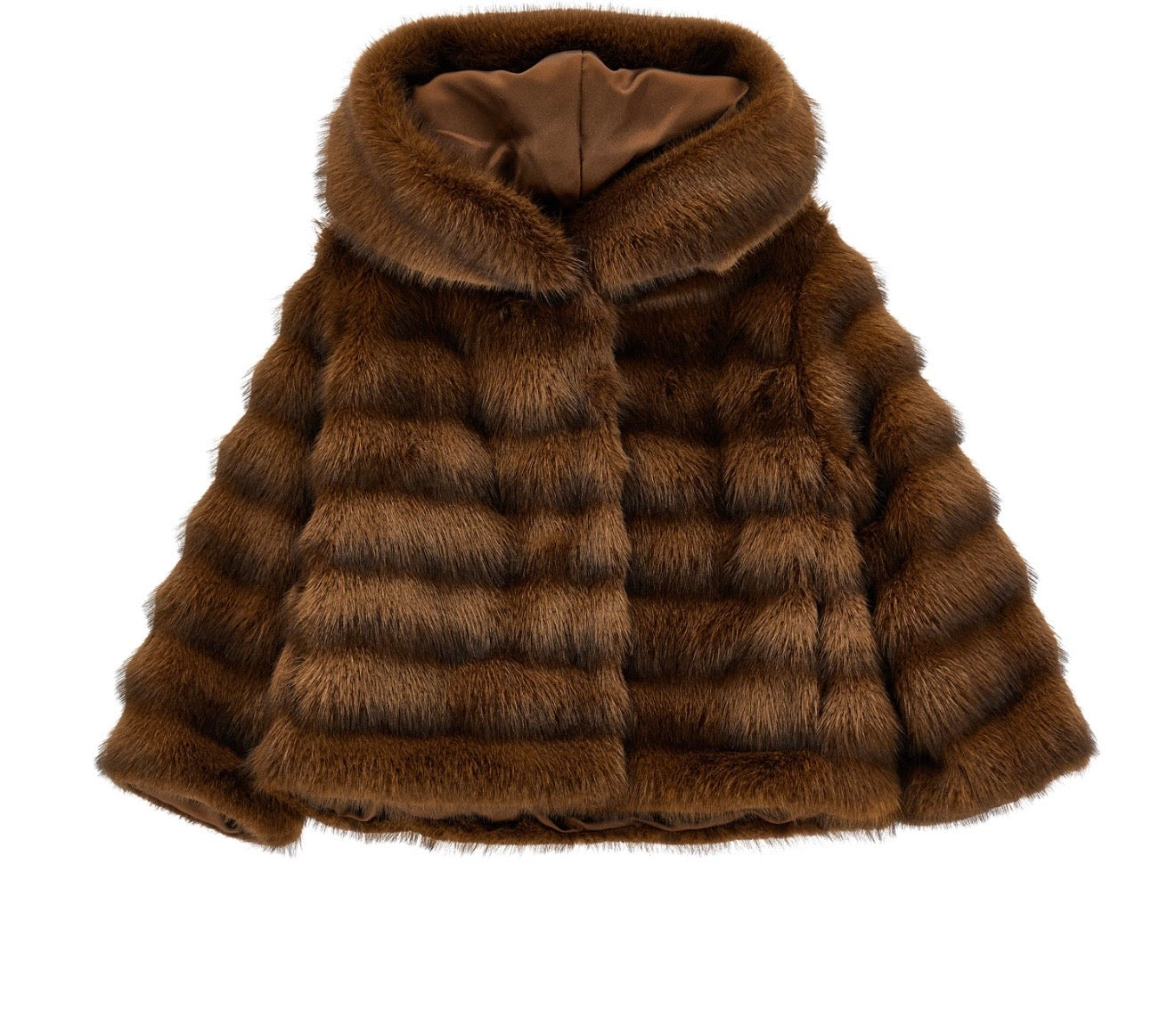 PRE ORDER - monnalisa brown faux fur hooded jacket