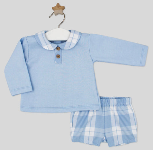 Rapife baby blue check shirt & short set