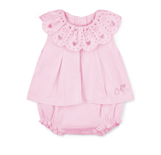 Little A ‘Olga’ pink Broderie anglaise romper
