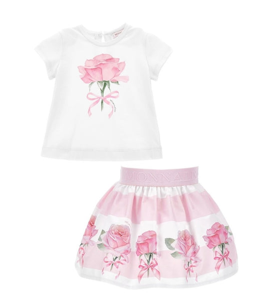 PRE ORDER - Monnalisa pink floral fairytail skirt set