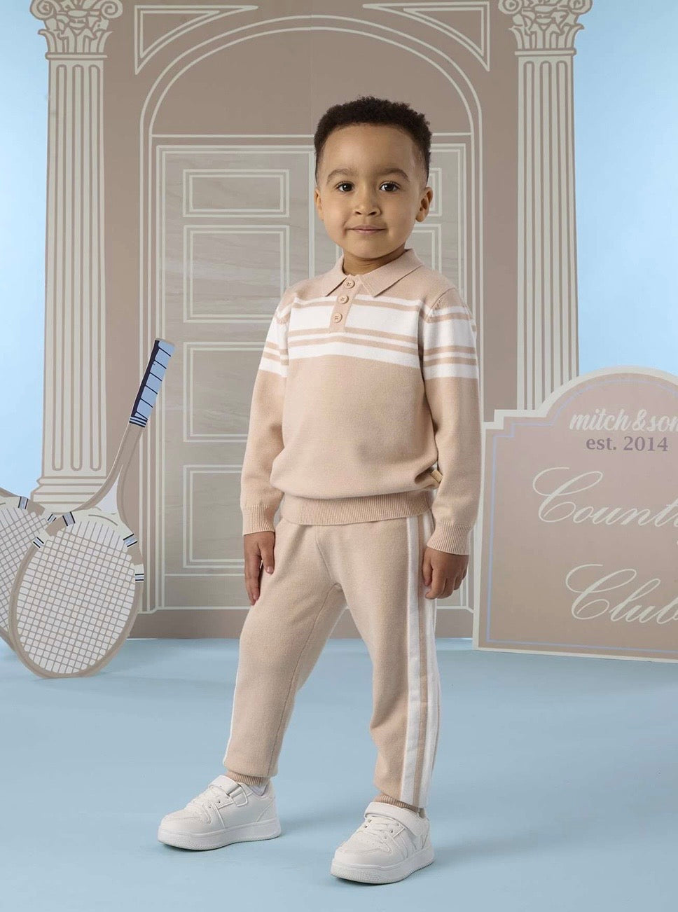 PRE ORDER - Mitch & son Travis Beige knitted tracksuit set