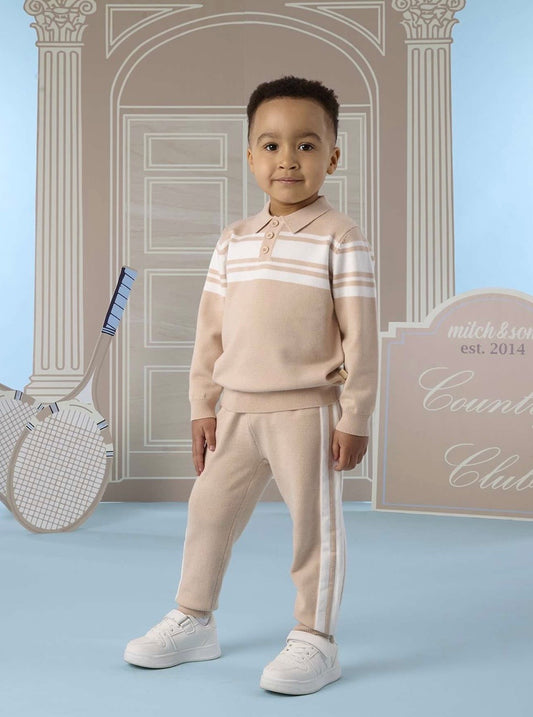 PRE ORDER - Mitch & son Travis Beige knitted tracksuit set