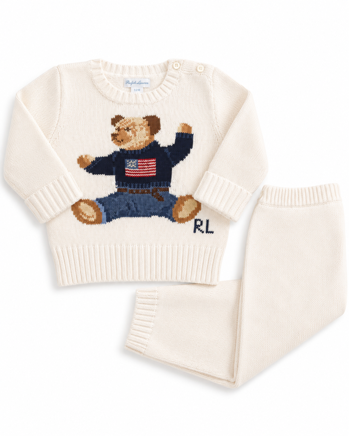Ralph Lauren cream teddy knitted legging set