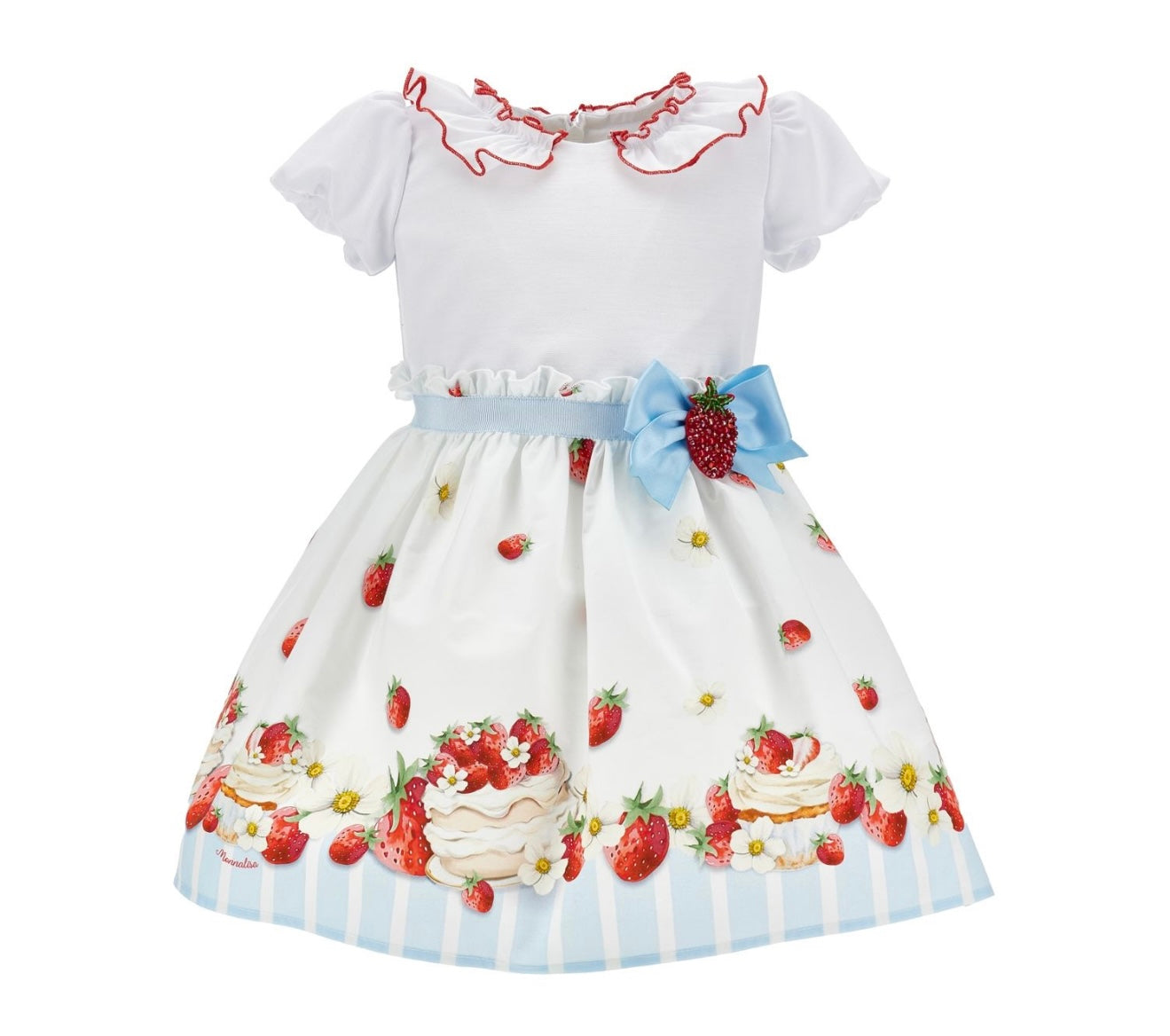 PRE ORDER - monnalisa strawberry frilled dress