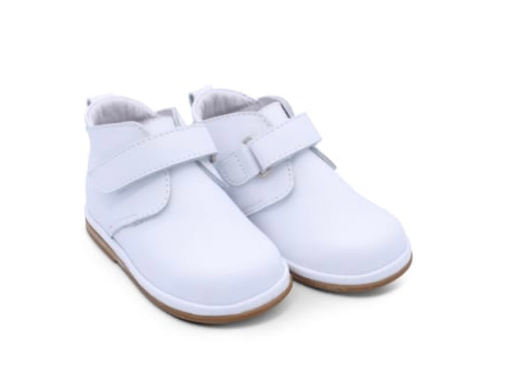 Borboleta ‘Sergio’ white leather Velcro boots