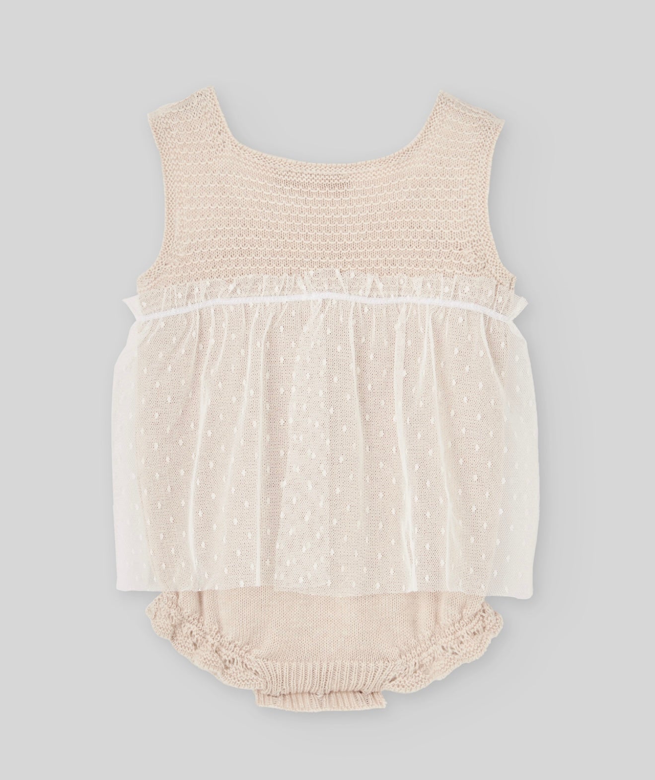PRE ORDER - Paz beige lace knit romper