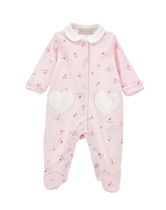 monnalisa pink heart babygrow