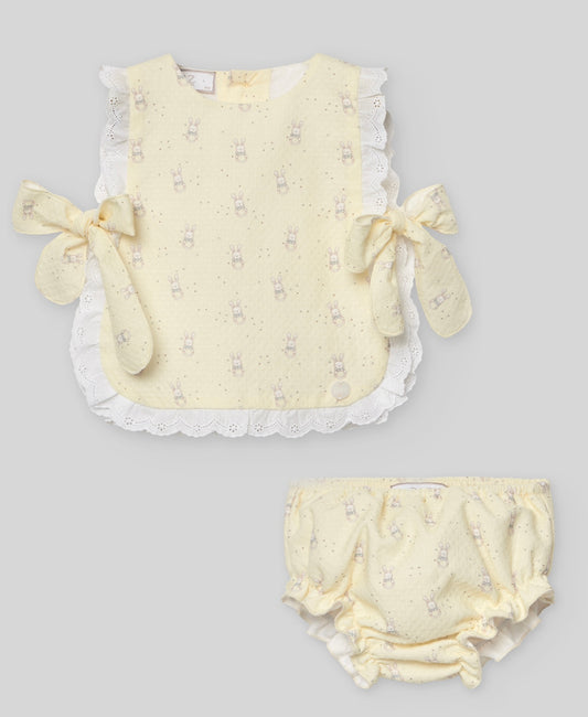 PRE ORDER - Paz yellow bunny bow blouse & pant set