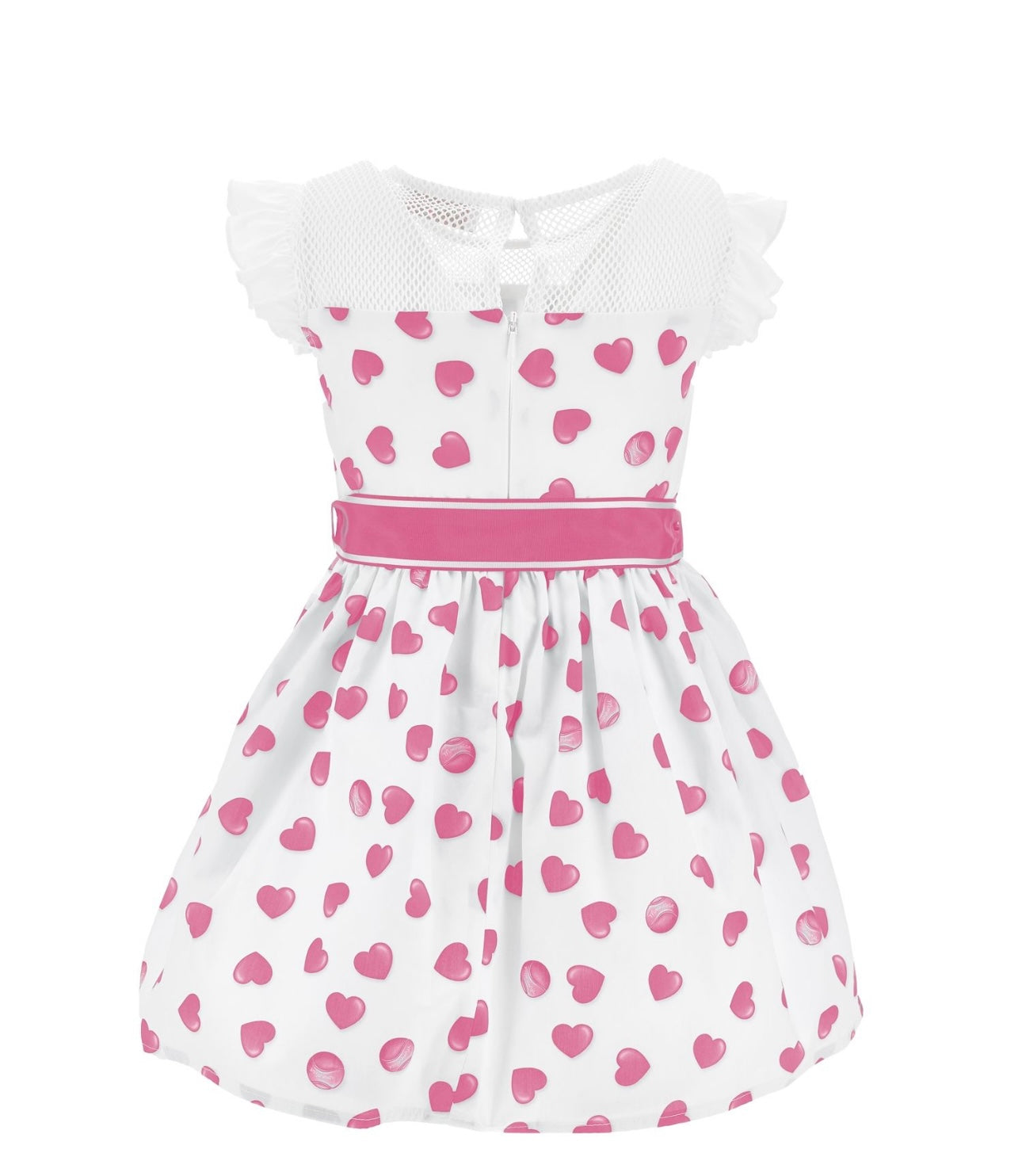 Monnalisa pink & white love heart dress