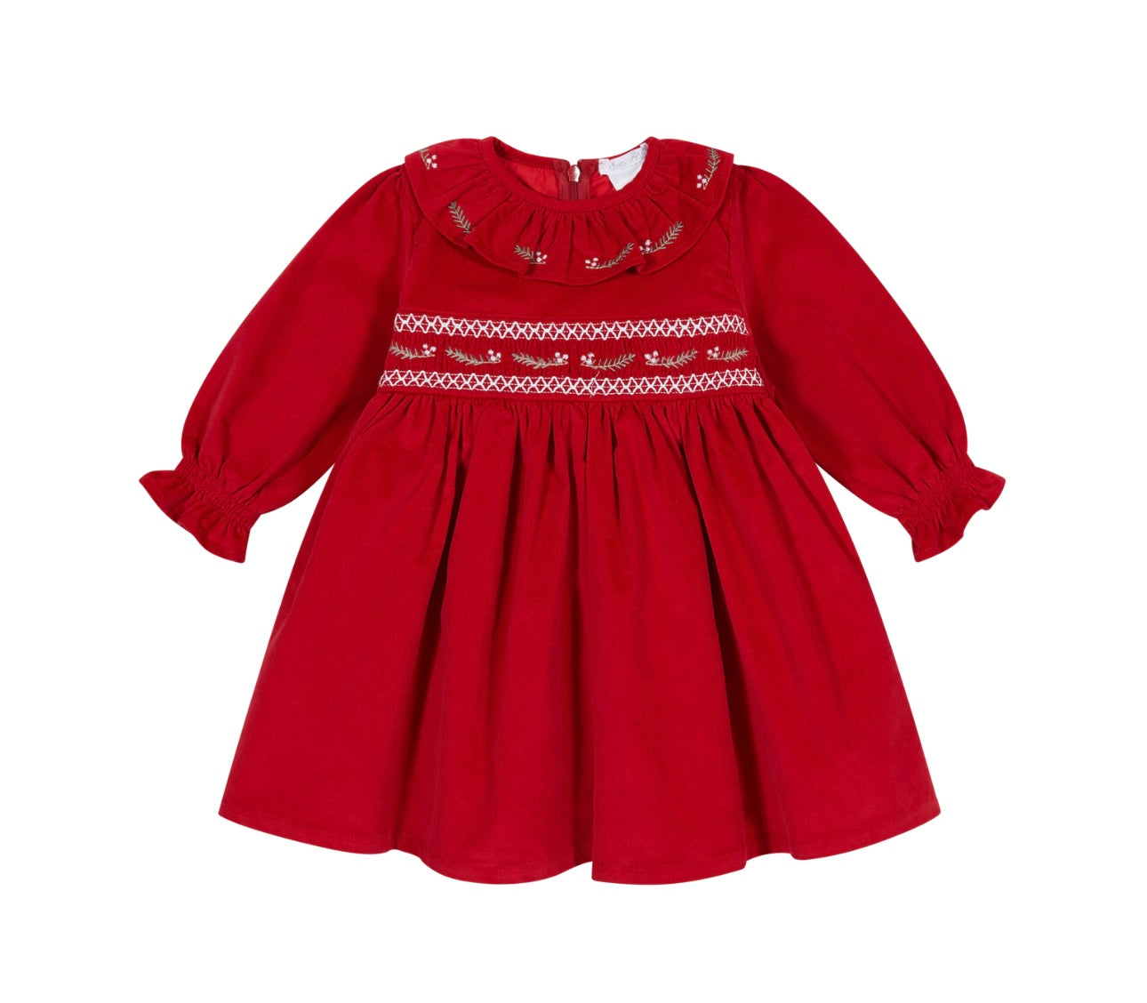 Deolinda red smocked holly dress