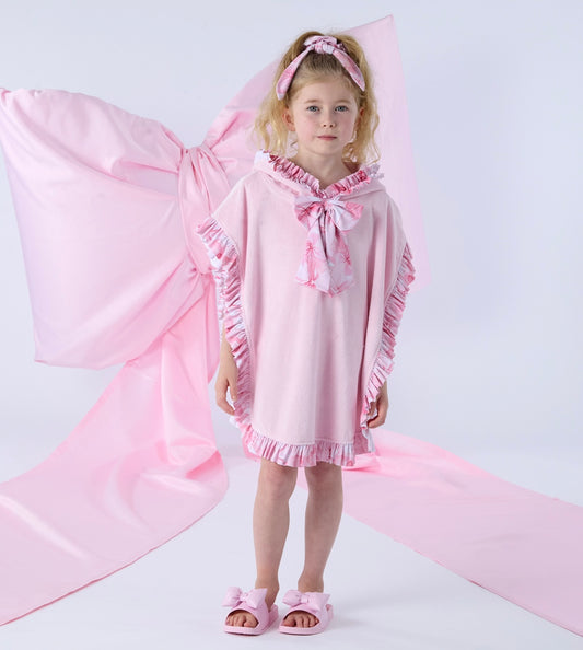 Adee ‘Rosie’ bow print towelling poncho