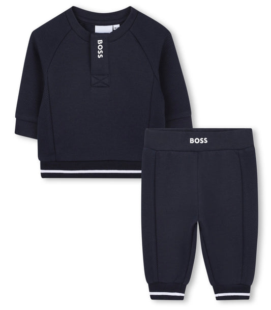 PRE ORDER - Boss navy blue logo  tracksuit set