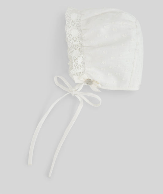 Paz Rodriguez ivory lace bonnet