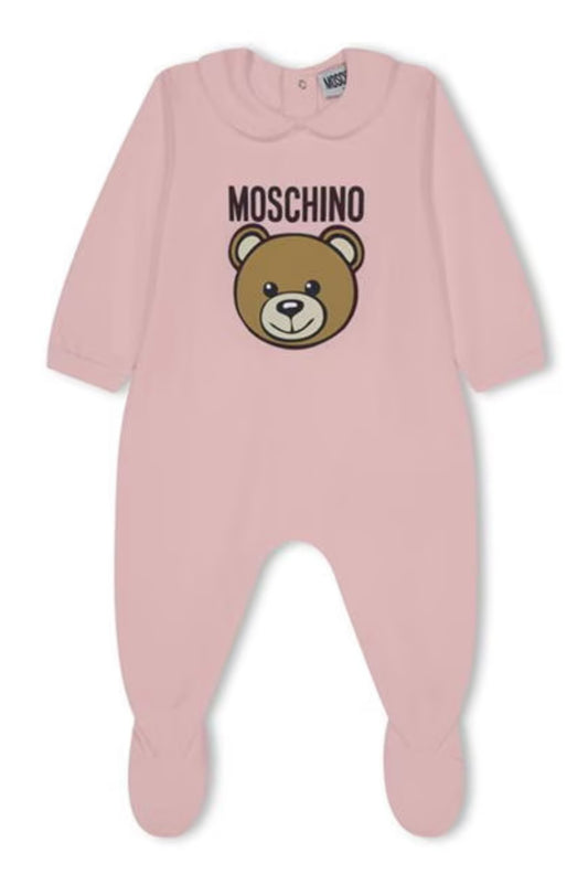Moschino sugar rose teddy bear logo babygrow