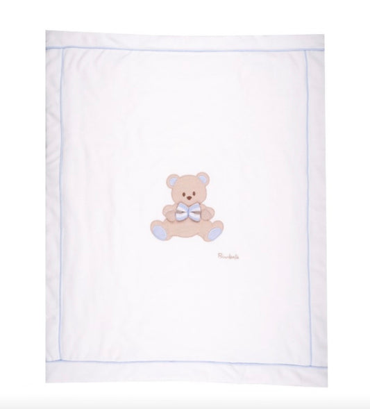 PRE ORDER - Bimbalo white & blue teddy blanket