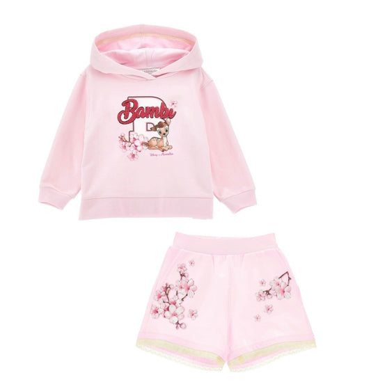 Monnalisa pink Bambi hoodie & short set