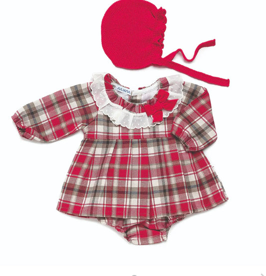 Juliana girls red tartan dress set