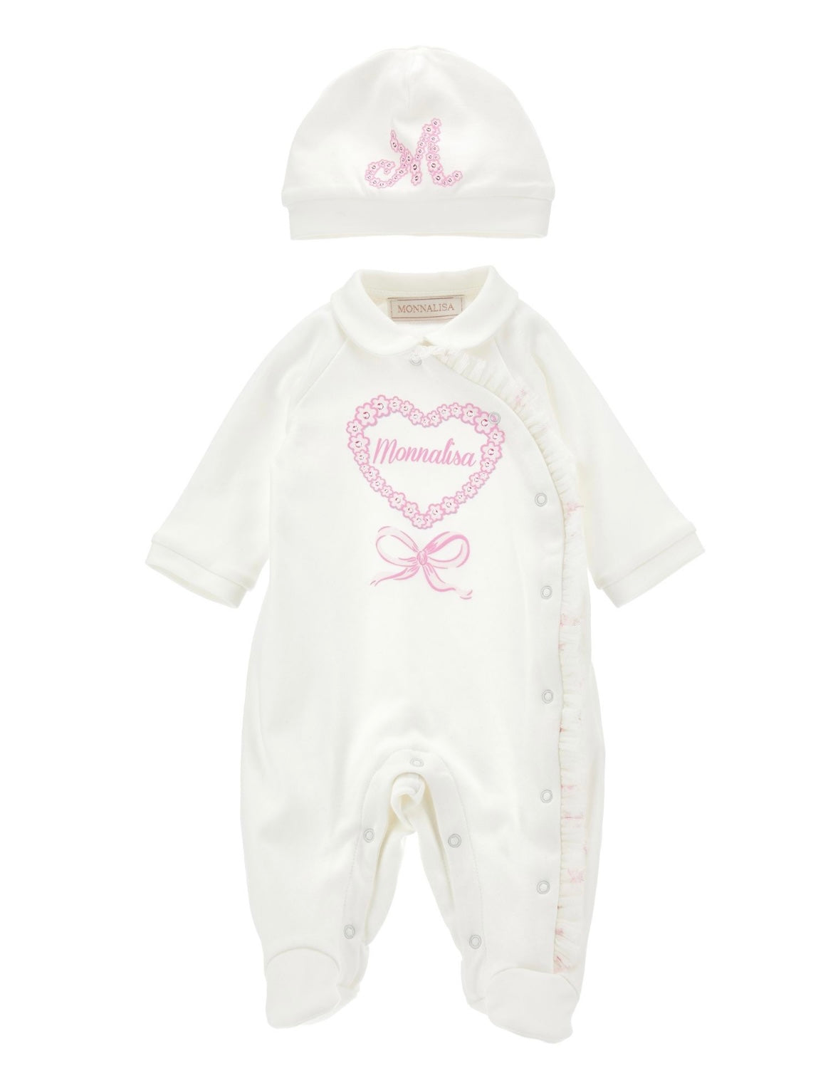 monnalisa white bow babygrow set