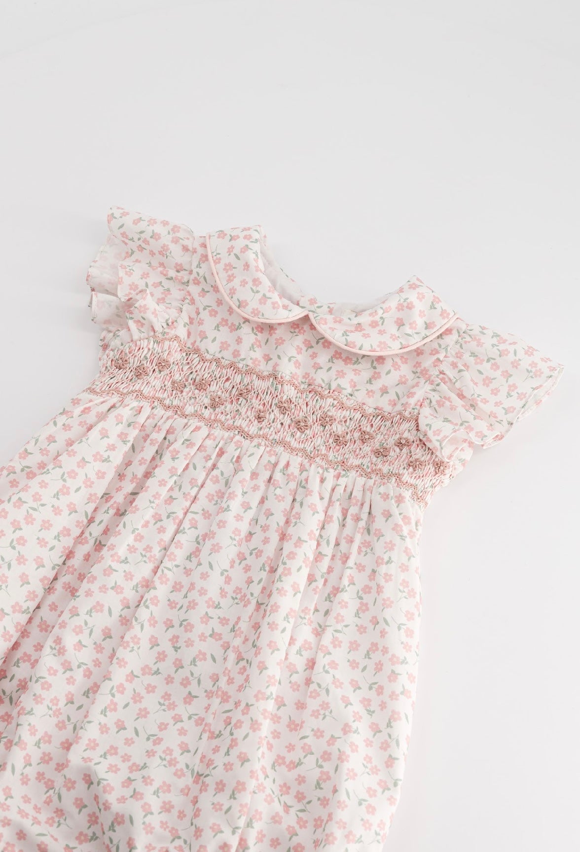 Kidiwi pink floral ‘julyne’ smocked romper