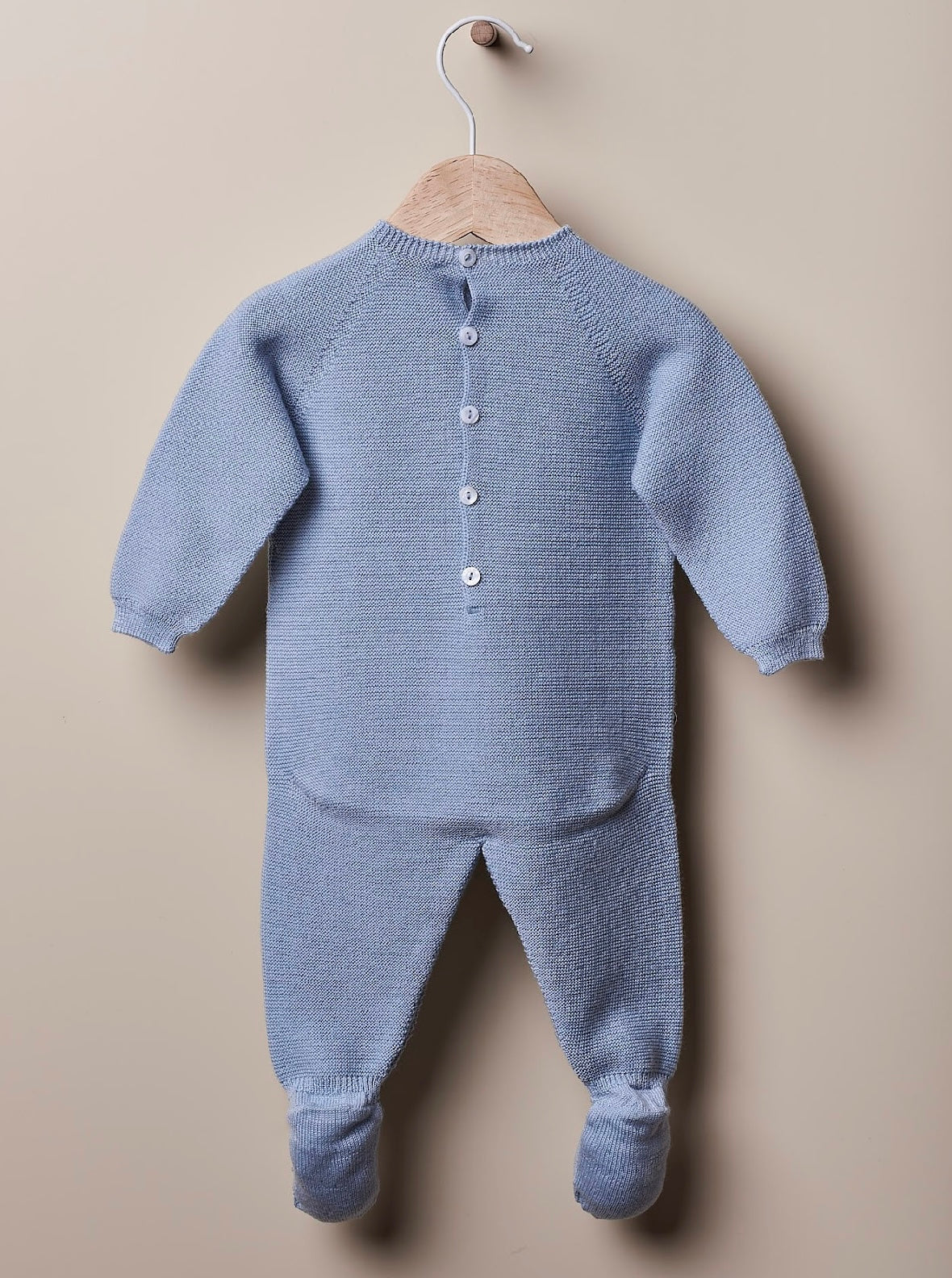 Wedoble blue knit bunny babygrow