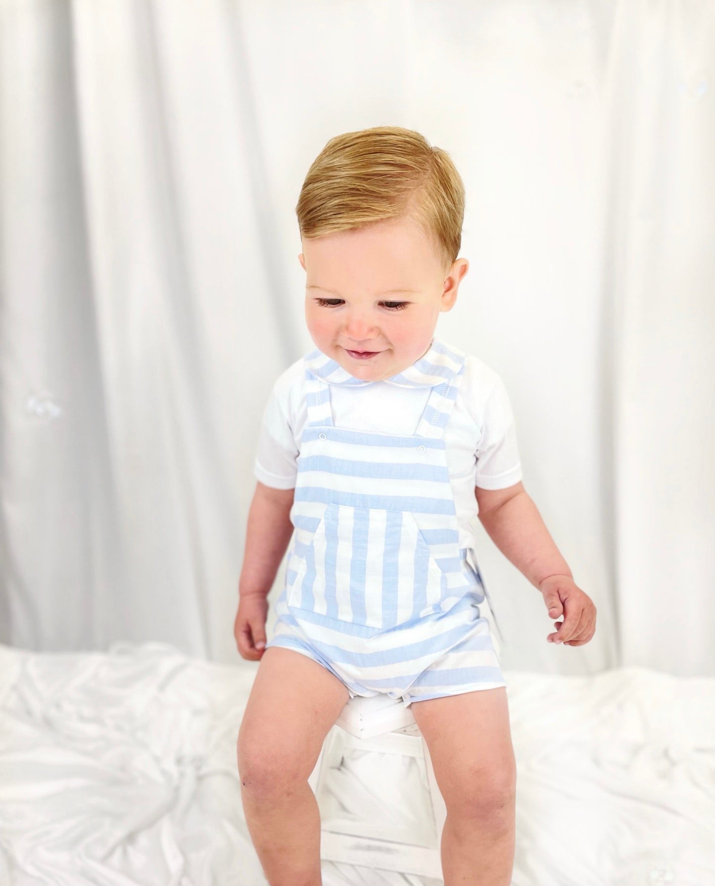 Rapife blue/white stripe pocket romper & body set