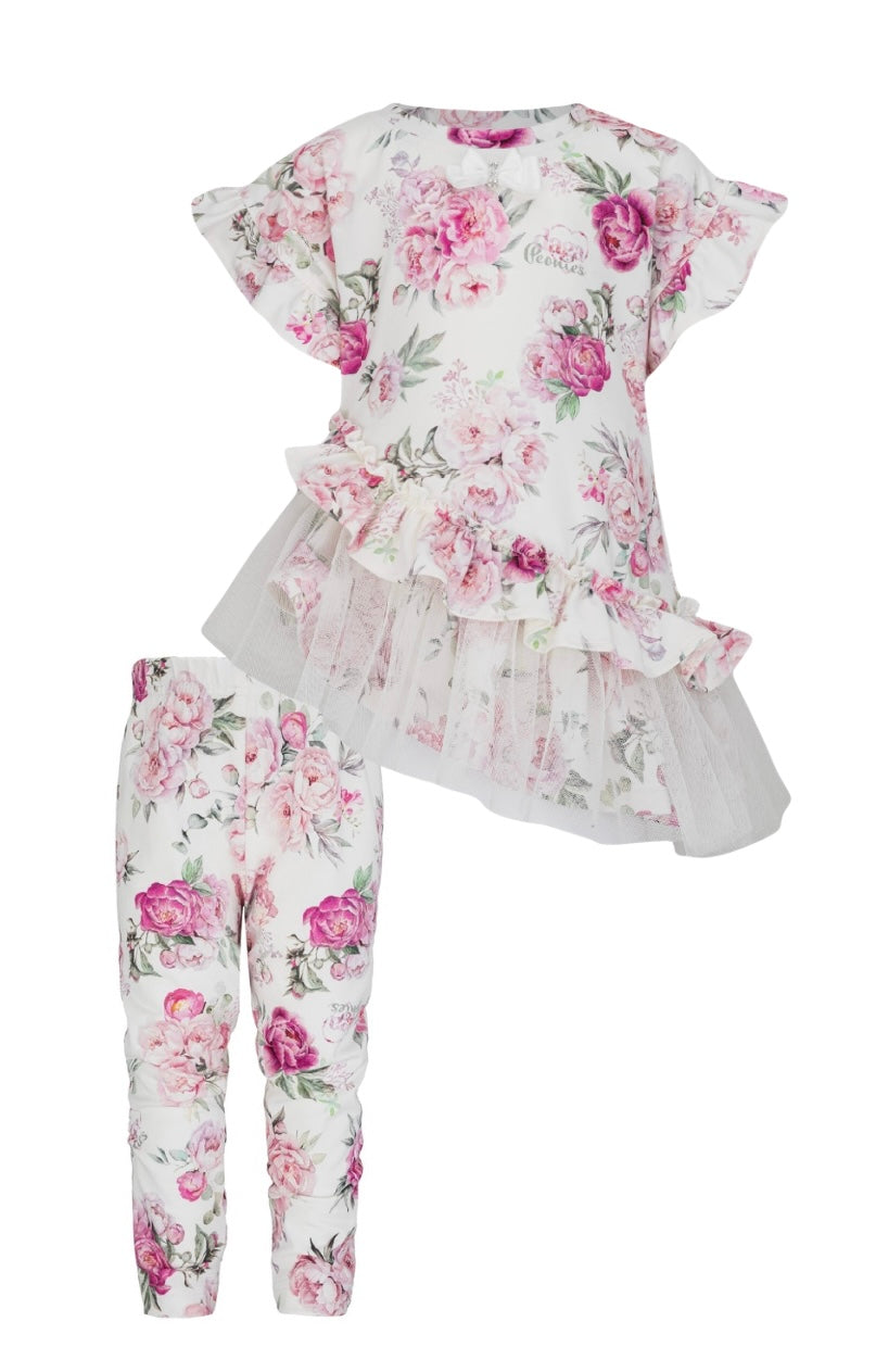 PRE ORDER - Daga blush harmony floral tulle legging set