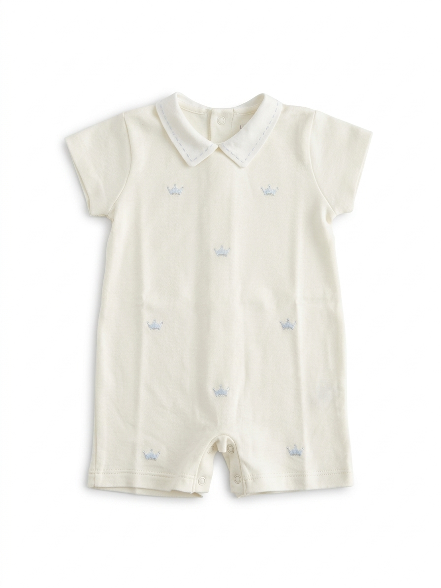 Adriana Mae crown embroidered romper