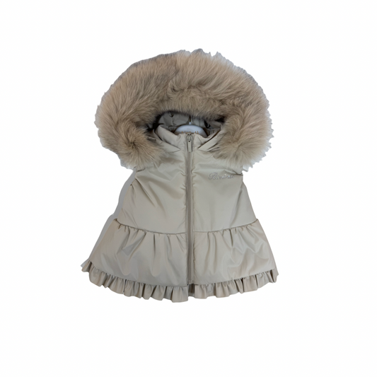 Bimbalo beige fur hood body warmer