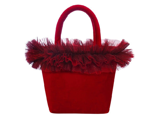 Balloon chic red velvet tulle bag