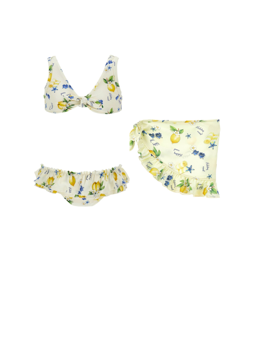 PRE ORDER - monnalisa yellow tinkerbell lemons bikini & wrap set