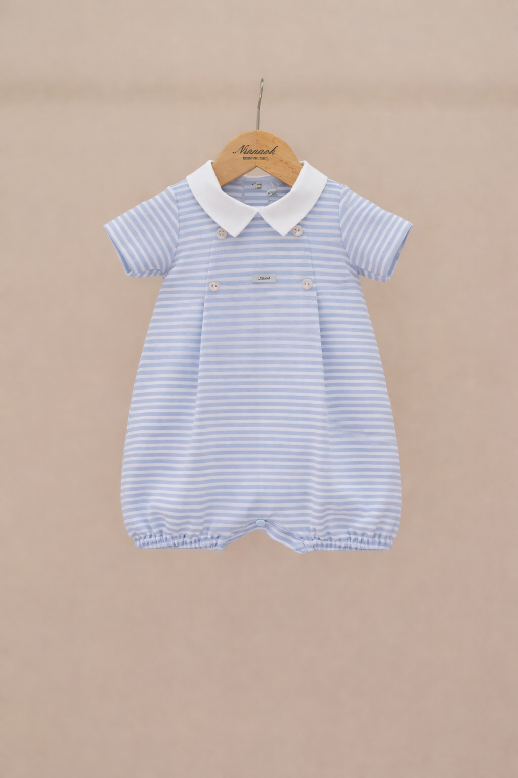 Ninnoah blue stripe collared romper
