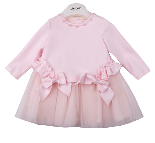 Bimbalo girls pink tulle bow dress