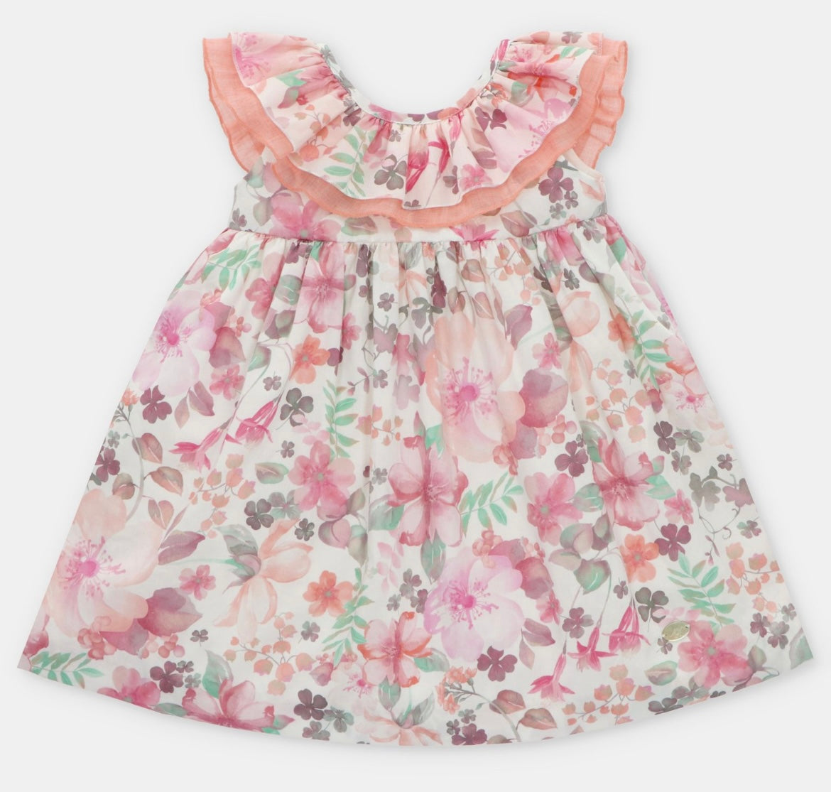 Martin aranda green & pink floral frilled dress