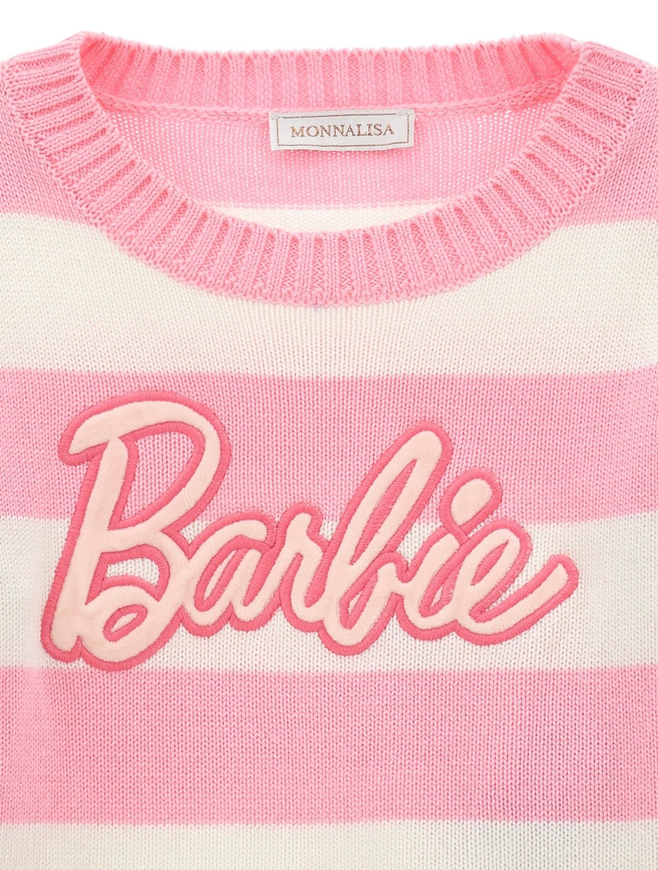 Monnalisa pink & white stripe Barbie jumper