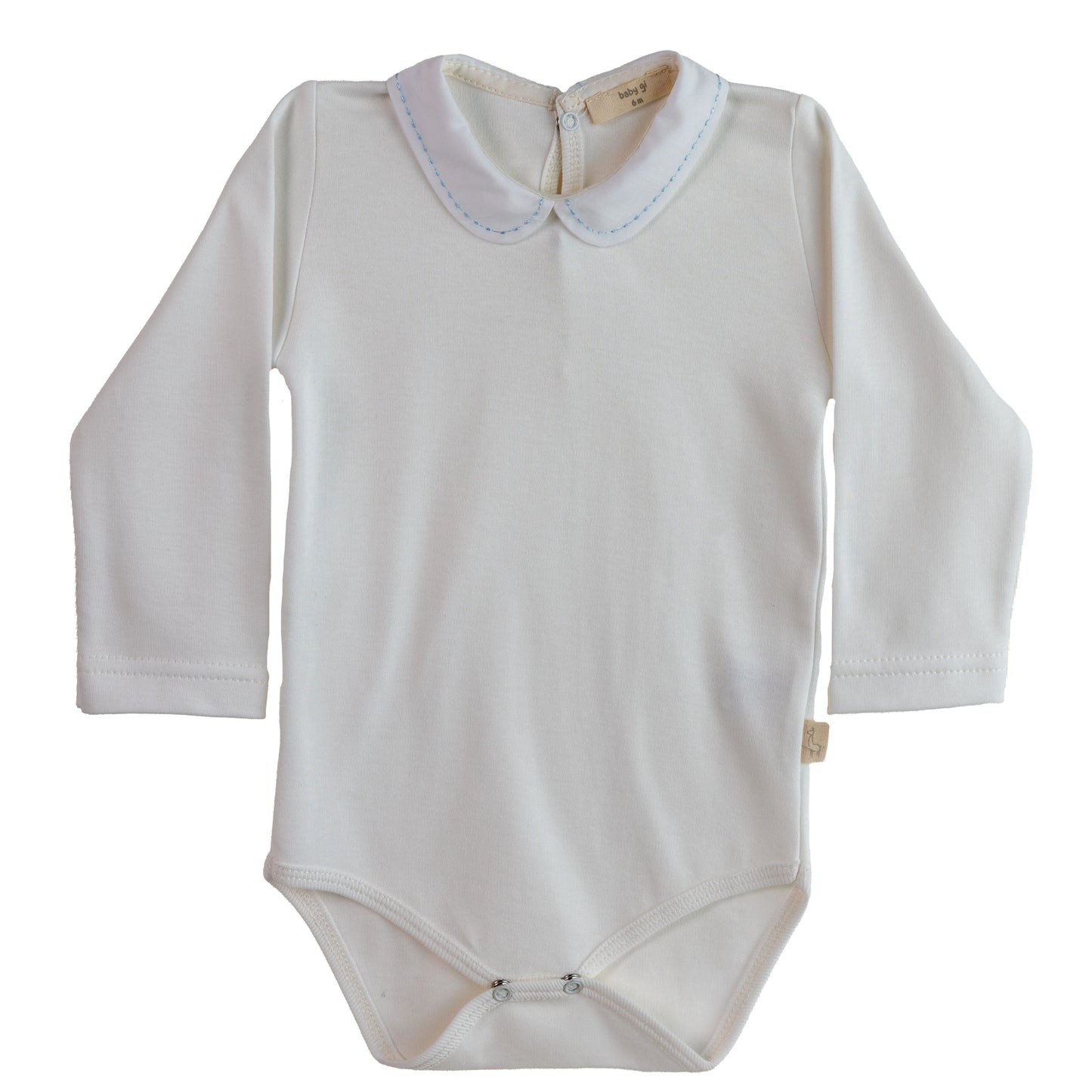 Baby gi ‘birdie’ blue & white cotton bodysuit