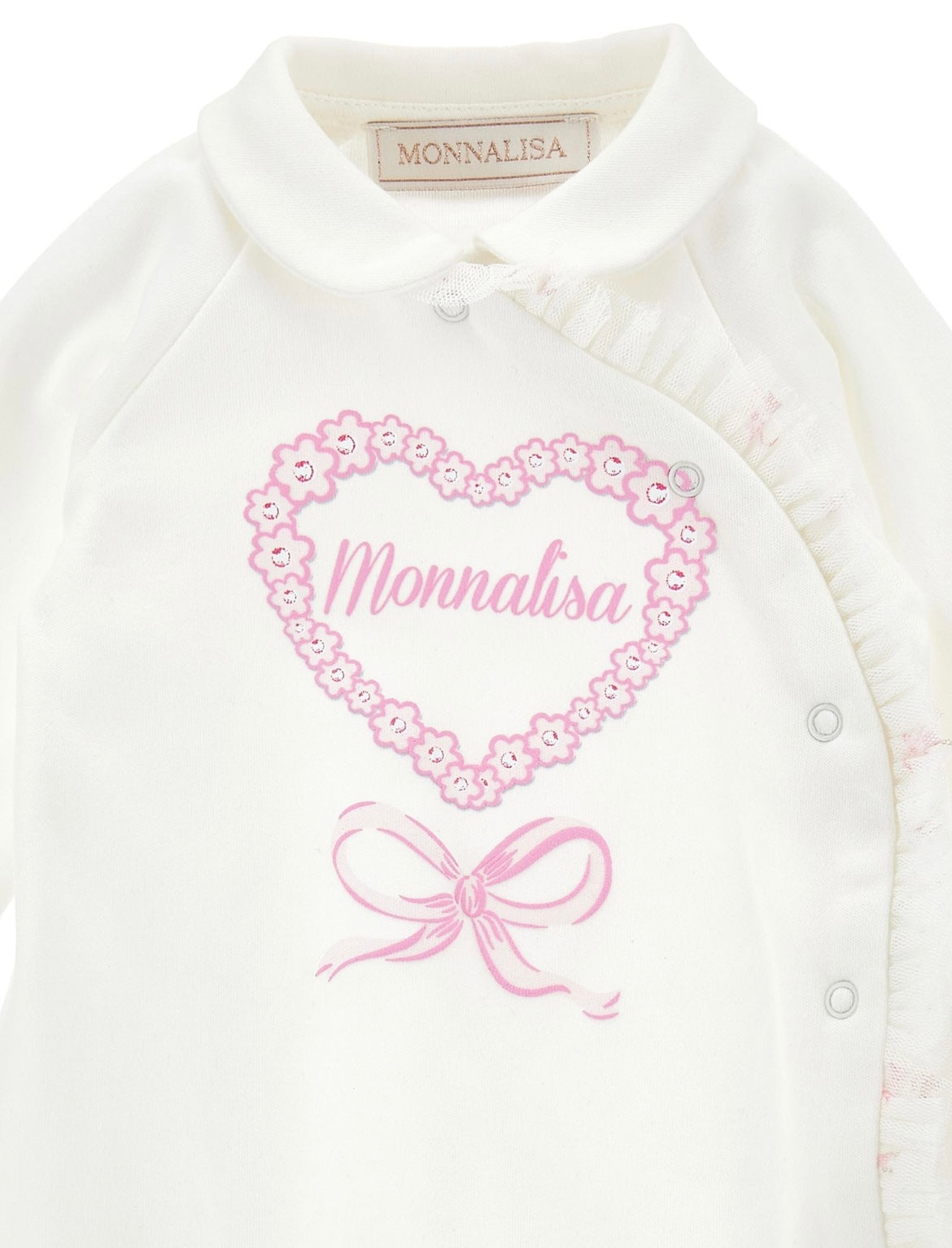 monnalisa white bow babygrow set