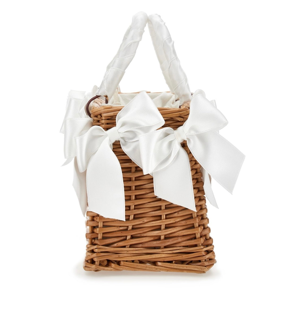 PRE ORDER - Monnalisa cream woven satin bow bag