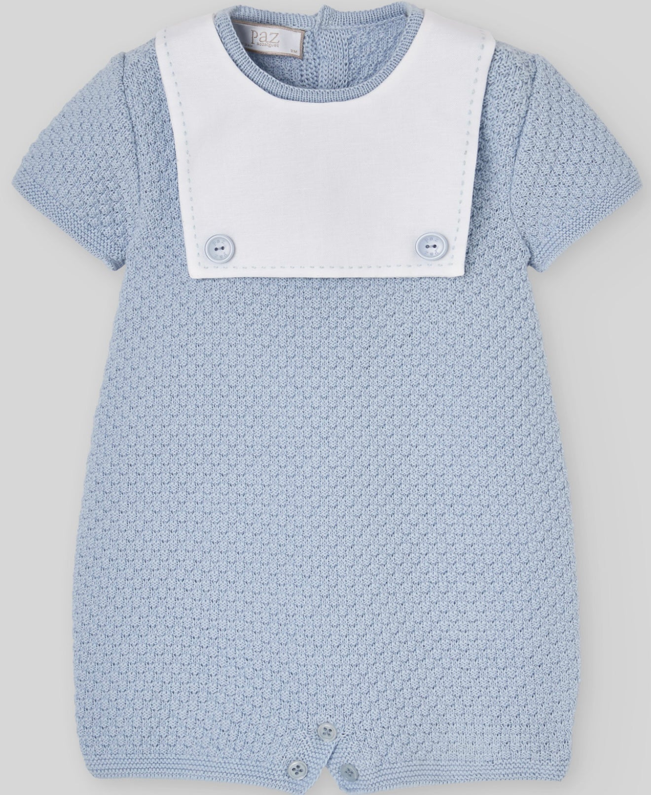 Paz blue knit bibbed romper