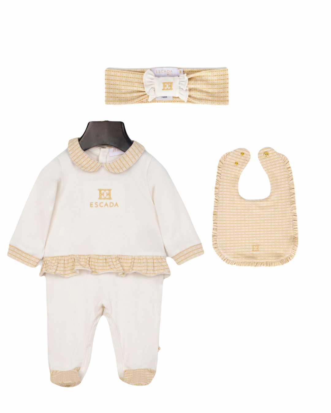 PRE ORDER - Escada cream & gold babygrow 3 piece set