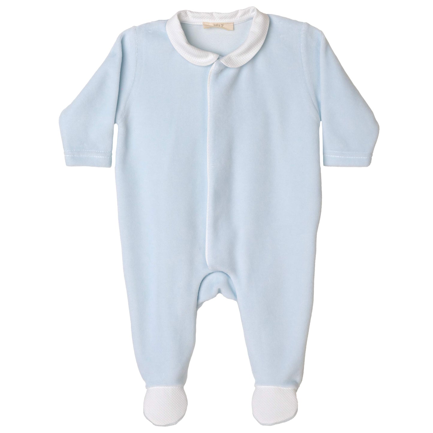 Baby gi blue velour angel wing babygrow