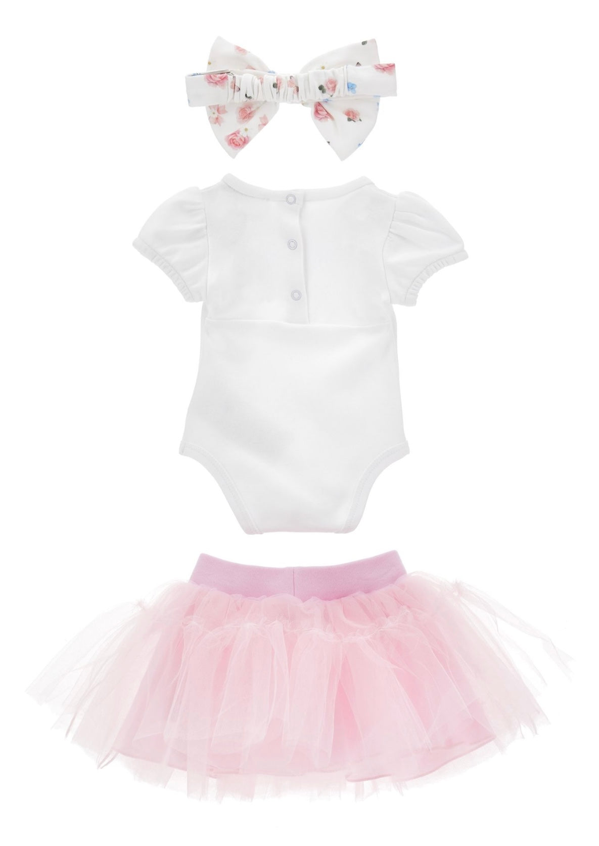 PRE ORDER - monnalisa pink & blue floral tulle skirt set and headband