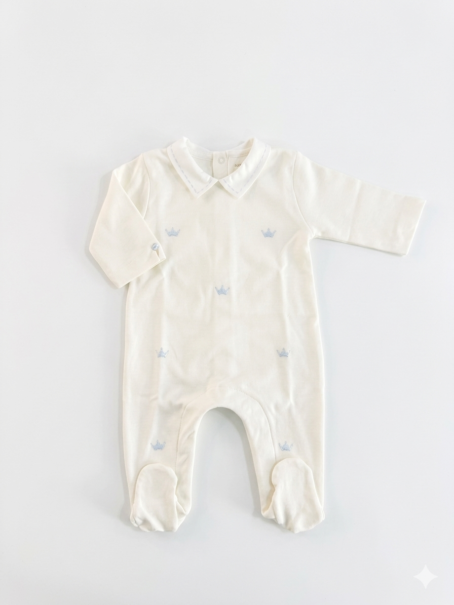 Adriana Mae crown embroidered babygrow