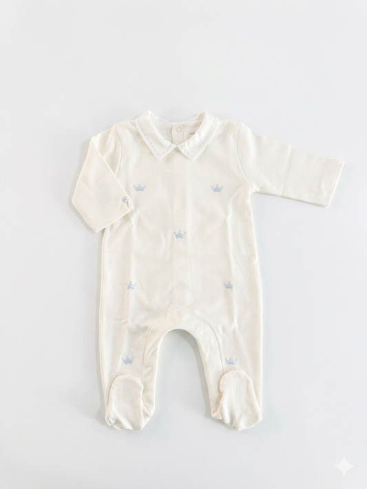 Adriana Mae crown embroidered babygrow