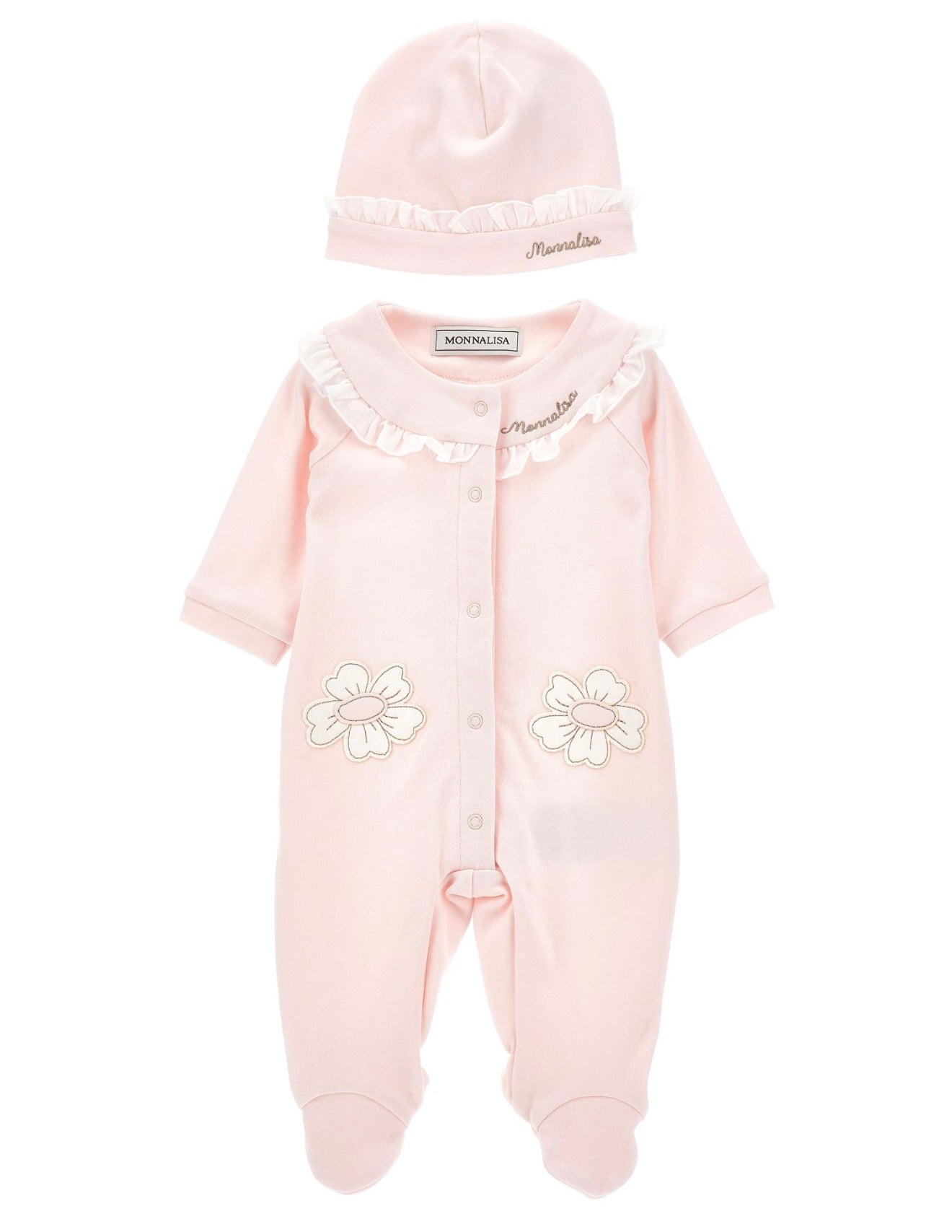 PRE ORDER - monnalisa pink daisies babygrow & hat set