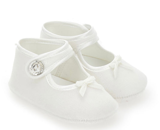 Monnalisa white velour soft sole baby shoes