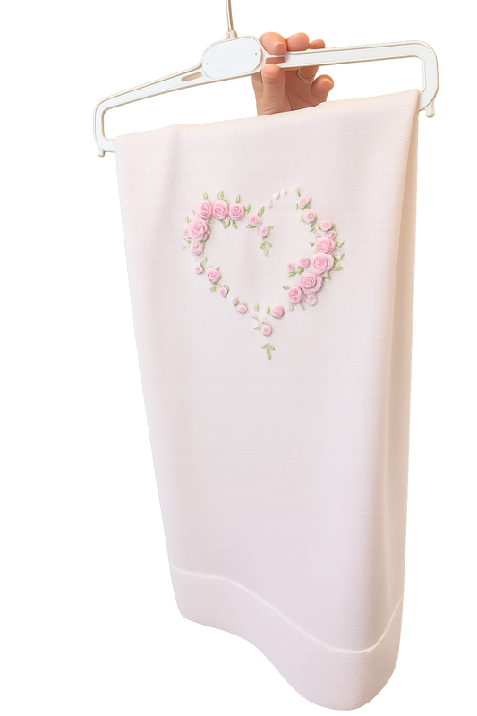 PRE ORDER - Bimbalo knitted flower heart embroidered blanket