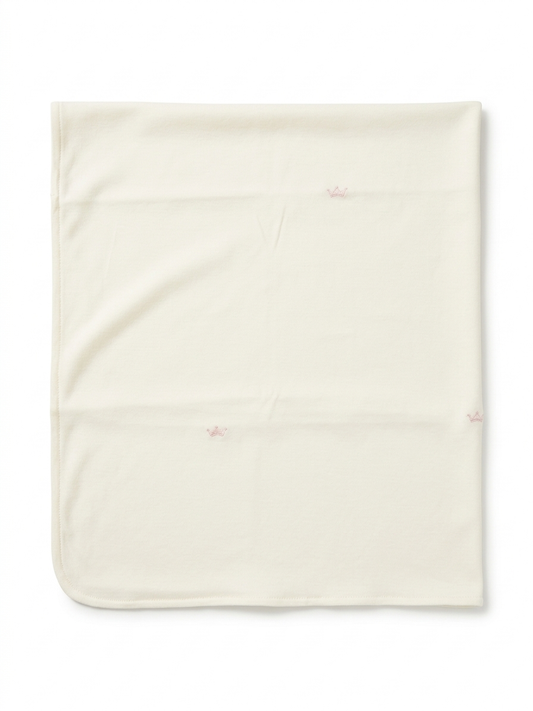 Adriana Mae pink crown embroidered blanket