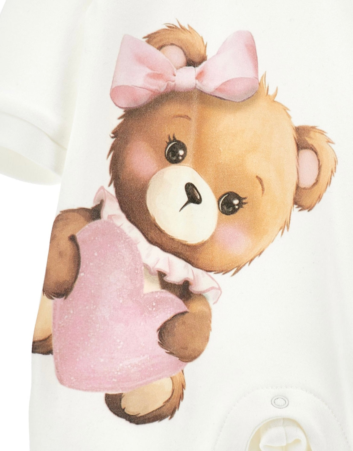 monnalisa Teddy & heart print babygrow - pink