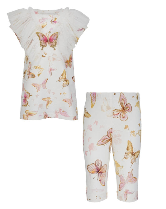 Daga twinkle flight butterfly print tulle legging set