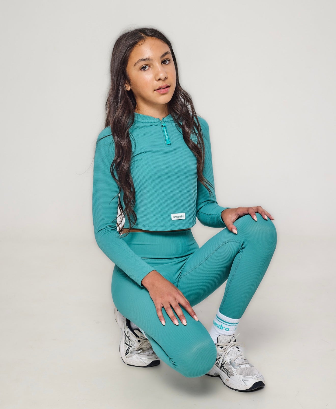 Ansandro midnight teal ribbed legging set